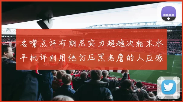 名嘴点评布朗尼实力超越次轮末水平批评利用他打压黑老詹的人应感羞愧